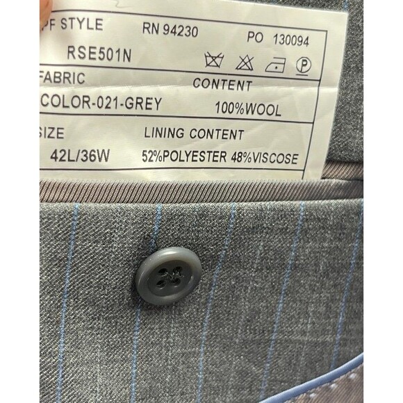 Paul Fredrick Suit Jacket & Pants Men's Size 42L 36W 130’s Wool Gray Pinstripes - Picture 6 of 6